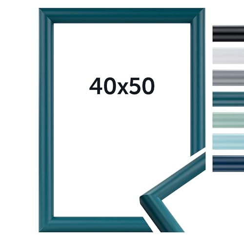 DÖRR Bilderrahmen Aqua - Moderne Farben - Klassischer Schlichter Rahmen - Kunstglas - Echt Holz - From Italy Petrol 40x50 von DÖRR