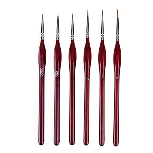 DOETYD Detail-Pinsel-Set mit 6 verschiedenen Größen von Kunstpinseln, feine Detail-Pinsel für Aquarell, Acryl, Ölmalerei DOETYD Detail-Pinsel-Set mit 6 verschiedenen Größen von Kunstpinseln, feine Detail-Pinsel für Aquarell, Acryl, Ölmalerei von DOETYD