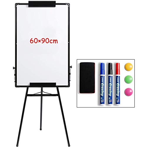 DOEWORKS 90cm x 60cm Stativ-Whiteboard, Magnetisch Trocken Abwischbares Brett/Flipchart Staffelei, Höhenverstellbares Standbrett von DOEWORKS