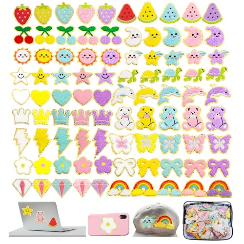 Selbstklebende Chenille-Patches ohne Nähen, goldene Kanten, niedliche Cartoon-Formen für Frauen – Herzen, Sterne, Bären, Regenbögen, Diamanten, Schleifen und mehr für Kleidung, Taschen, Bastelarbeiten Selbstklebende Chenille-Patches ohne Nähen, goldene Kanten, niedliche Cartoon-Formen für Frauen – Herzen, Sterne, Bären, Regenbögen, Diamanten, Schleifen und mehr für Kleidung, Taschen, Bastelarbeiten von DOFE