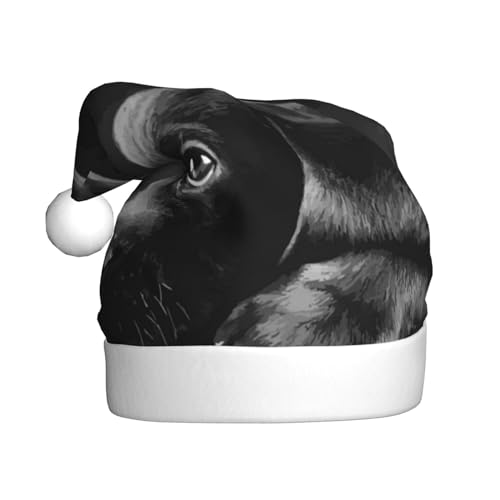DOFFO Weihnachtsmütze, schwarzer Labrador, Welpe, bedruckt, Plüsch, lustige Weihnachtsmütze für Erwachsene, niedliche Weihnachtsmütze für Neujahr, festliche Party von DOFFO