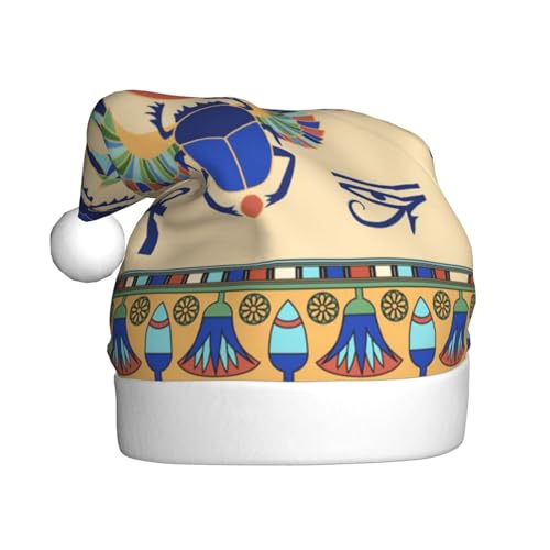 DOFFO Weihnachtsmütze Ägyptischer Skarabäus Gedruckt Plüsch Lustige Weihnachtsmütze Für Erwachsene Niedliche Weihnachtsmütze Für Neujahr Festliche Party von DOFFO