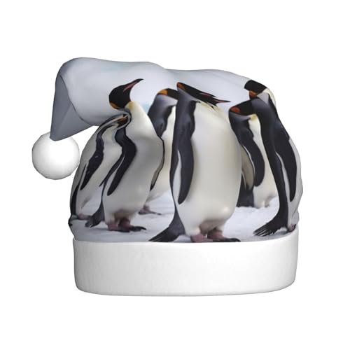 DOFFO Weihnachtsmütze Antarktis Pinguine Gedruckt Plüsch Lustige Weihnachtsmütze Für Erwachsene Niedliche Weihnachtsmütze Für Neujahr Festliche Party von DOFFO