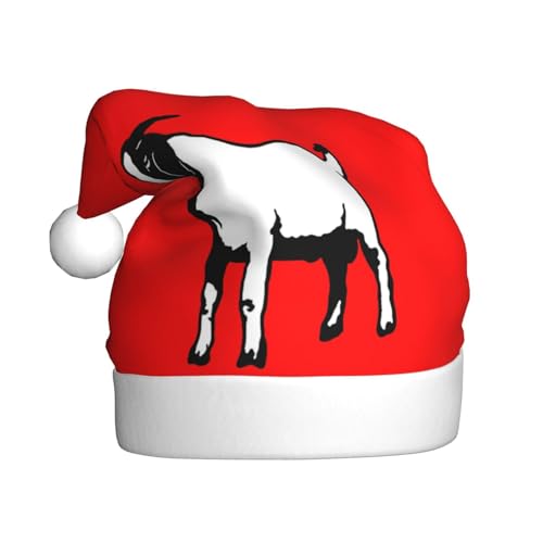 DOFFO Weihnachtsmütze Boer Ziege Gedruckt Plüsch Lustige Weihnachtsmann Hut Für Erwachsene Nette Xmas Hut Für Neujahr Festliche Party von DOFFO