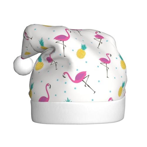 DOFFO Weihnachtsmütze Flamingo und Ananas Gedruckt Plüsch Lustige Weihnachtsmütze Für Erwachsene Nette Xmas Hut Für Neujahr Festliche Party von DOFFO