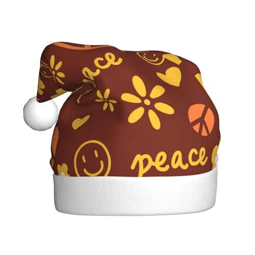 DOFFO Weihnachtsmütze Frieden Muster Gedruckt Plüsch Lustige Weihnachtsmann Hut Für Erwachsene Nette Xmas Hut Für Neujahr Festliche Party von DOFFO