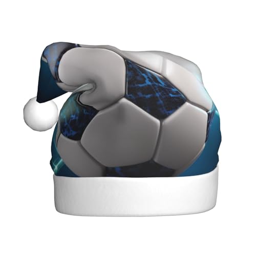 DOFFO Weihnachtsmütze Fußball Sport Ball Gedruckt Plüsch Lustige Weihnachtsmütze Für Erwachsene Nette Xmas Hut Für Neujahr Festliche Party von DOFFO