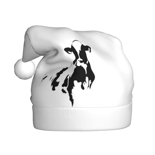 DOFFO Weihnachtsmütze Kuh In Schwarz Und Weiß Gedruckt Plüsch Lustige Weihnachtsmann Hut Für Erwachsene Nette Xmas Hut Für Neujahr Festliche Party von DOFFO
