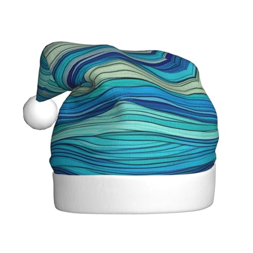 DOFFO Weihnachtsmütze Ozean Streifen Muster Gedruckt Plüsch Lustige Weihnachtsmütze Für Erwachsene Nette Xmas Hut Für Neujahr Festliche Party von DOFFO