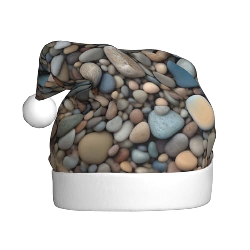 DOFFO Weihnachtsmütze Strand Steine Muster Gedruckt Plüsch Lustige Weihnachtsmütze Für Erwachsene Nette Xmas Hut Für Neujahr Festliche Party von DOFFO