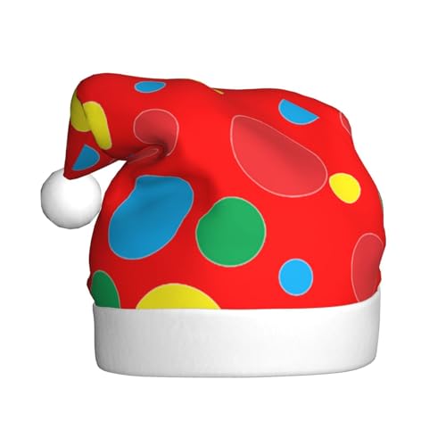DOFFO Weihnachtsmütze Twister Polka Dots Gedruckt Plüsch Lustige Weihnachtsmütze Für Erwachsene Niedliche Weihnachtsmütze Für Neujahr Festliche Party von DOFFO