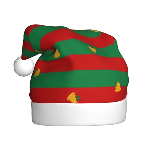 DOFFO Weihnachtsmütze Weihnachten Streifen Gedruckt Plüsch Lustige Weihnachtsmann Hut Für Erwachsene Nette Xmas Hut Für Neujahr Festliche Party von DOFFO