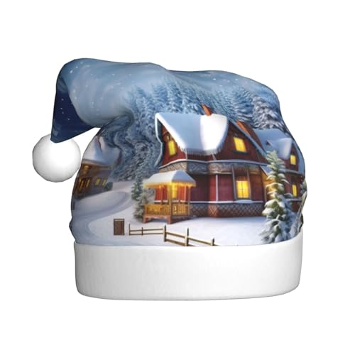 DOFFO Weihnachtsmütze Weihnachten Winter Happy Scene Gedruckt Plüsch Lustige Weihnachtsmann Hut Für Erwachsene Niedliche Xmas Hut Für Neujahr Festliche Party von DOFFO