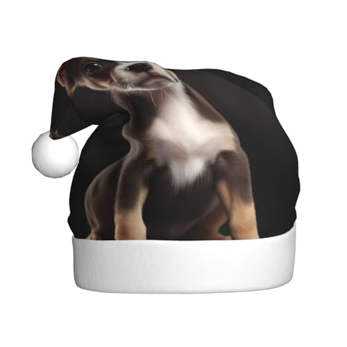 DOFFO Weihnachtsmütze mit niedlichem Hund, bedruckt, Plüsch, lustige Weihnachtsmütze für Erwachsene, niedliche Weihnachtsmütze für Neujahr, festliche Party von DOFFO