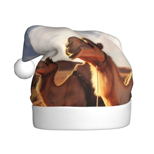 Weihnachtsmütze Kamele Rest Wüste Gedruckt Plüsch Lustige Weihnachtsmütze Für Erwachsene Nette Xmas Hut Für Neujahr Festliche Party von DOFFO