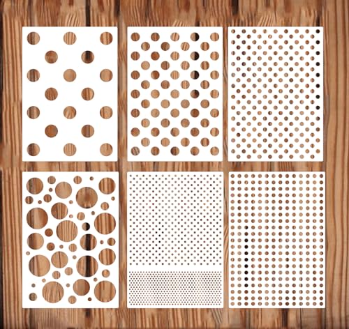 DOGNNAK 6 wiederverwendbare Punkt-Malschablonen Stanzschablonen, Kunststoff, Kunst, Kreismuster, DIY-Schablonen zum Malen an Wand, Holz, Schrank, Kissen, Kartenherstellung, Tür, Heimdekoration DOGNNAK 6 wiederverwendbare Punkt-Malschablonen Stanzschablonen, Kunststoff, Kunst, Kreismuster, DIY-Schablonen zum Malen an Wand, Holz, Schrank, Kissen, Kartenherstellung, Tür, Heimdekoration von DOGNNAK