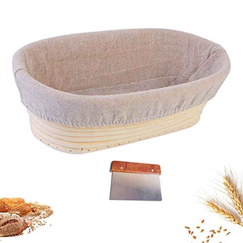 Gärkörbchen Oval, ø 25 cm x 15 cm, Höhe 8cm, Gärkorb Brotteig Banneton aus Natürlichem Peddigrohr für professionelle Hausbäcker, mit Teigschaber Gärkörbchen Oval, ø 25 cm x 15 cm, Höhe 8cm, Gärkorb Brotteig Banneton aus Natürlichem Peddigrohr für professionelle Hausbäcker, mit Teigschaber von DOHAPPYS