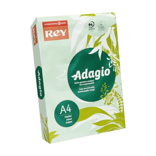 Adagio Buntes Kopierpapier Rey 336053, DIN A4, 500 Blatt, für Kopierer/Laserdrucker/Tintenstrahldrucker, 80 g, grün, 5er Pack Adagio Buntes Kopierpapier Rey 336053, DIN A4, 500 Blatt, für Kopierer/Laserdrucker/Tintenstrahldrucker, 80 g, grün, 5er Pack von DOHE