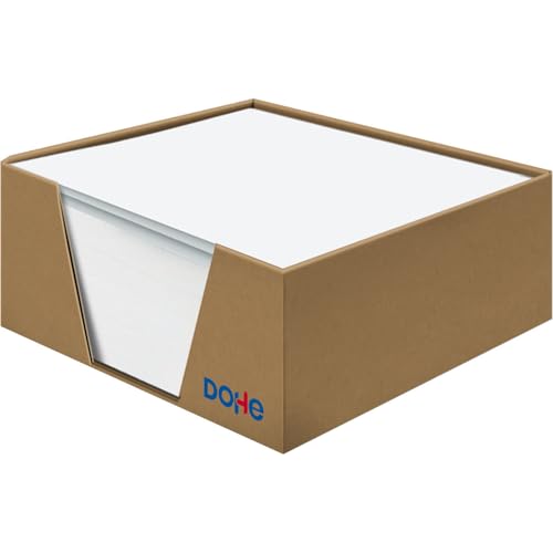 ‎DOHE – 400 lose Notizzettel – Weiße, glatte Blätter (90 x 90 mm), 70 g/m², mit braunem Kraftkarton-Halter, Papier ohne Klebstoff für Notizen, Erinnerungen und Nachrichten von DOHE