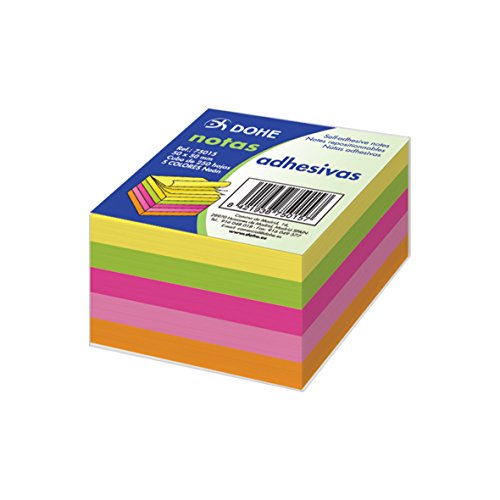 DOHE -Würfel mit wieder abziehbaren Haftnotizen. Neonfarben. Würfel mit 250 Blatt. Papiergewicht 75 g. Ideal für Büro und Schule. von DOHE