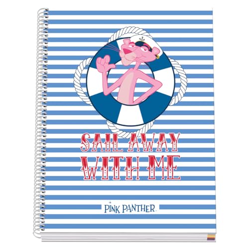 DOHE - A4-Notizbuch, kariert, Spiralbindung, 100 Blatt, 90 g/m², kariert, 5 mm, Hardcover, Pink Panther Sailing, Schulmaterial DOHE - A4-Notizbuch, kariert, Spiralbindung, 100 Blatt, 90 g/m², kariert, 5 mm, Hardcover, Pink Panther Sailing, Schulmaterial von DOHE