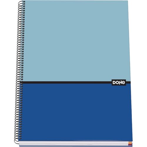 DOHE – A4 Ringbuch-Notizbuch kariert – 100 Blatt, 90 g/m², Format 22,8x30 cm, Hardcover, 5-mm-Karierung, Schulbedarf – DUO Blau von DOHE