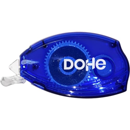 DOHE Doppelseitiger Kleberoller, transparentes und unsichtbares Klebeband, Größe 8 mm x 10 m, saubere und präzise Anwendung, zufällige Farbe (Blau oder Rot) von DOHE