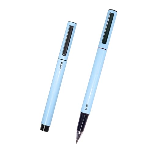 DOHE - ELIPSE Kugelschreiber-Set 4 Stück - Blaue Geltinte - Feine Spitze 0,5 mm - Kapuze und Halteclip - Aus robustem Aluminium - Farbe Blau von DOHE