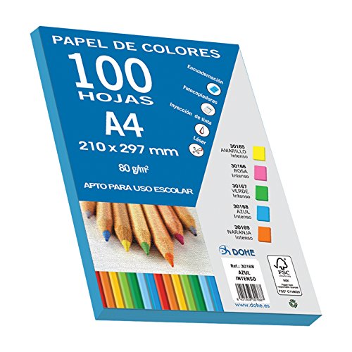 DOHE - Farbiges Papier DIN A4, 80 g. Farbe Leuchtendes Blau - 100 Blatt von DOHE