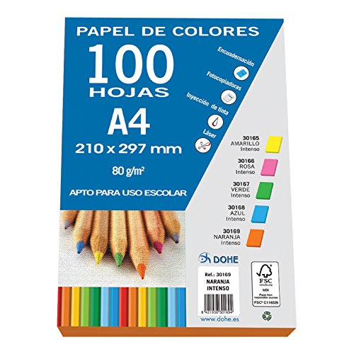 DOHE - Farbiges Papier DIN A4, 80 g. Farbe Leuchtendes Orange - 100 Blatt von DOHE