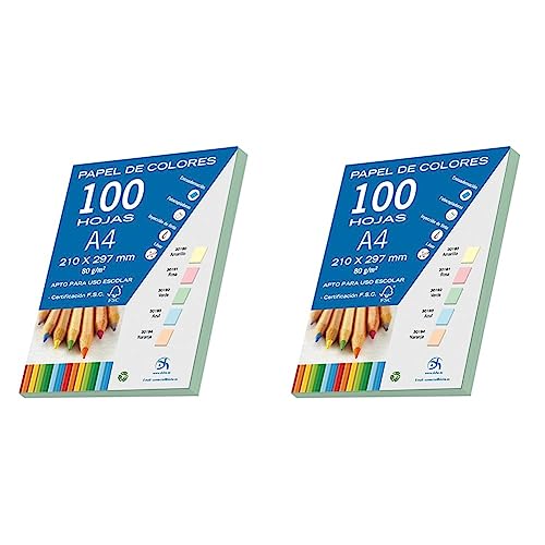DOHE - Farbiges Papier DIN A4, 80 g. Farbe Pastellgrün - 100 Blatt (Packung mit 2) von DOHE