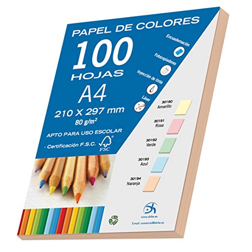 DOHE - Farbiges Papier DIN A4, 80 g. Farbe Pastellorange - 100 Blatt, 30194 von DOHE