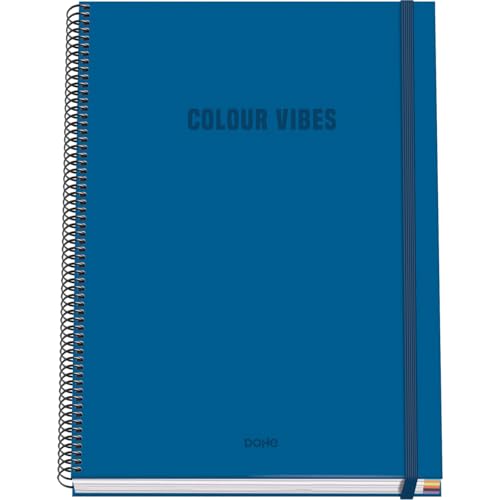 DOHE - Kariertes A4-Heft - 100 Blatt, 90 g/m² Stärke, Größe 22,8x30 cm, Hardcover, Ringverschluss und Gummiband, 5 mm Karos, Schulmaterial - COLOUR VIBES Blau DOHE - Kariertes A4-Heft - 100 Blatt, 90 g/m² Stärke, Größe 22,8x30 cm, Hardcover, Ringverschluss und Gummiband, 5 mm Karos, Schulmaterial - COLOUR VIBES Blau von DOHE