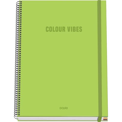 DOHE - Kariertes A4-Heft - 100 Blatt, 90 g/m² Stärke, Größe 22,8x30 cm, Hardcover, Ringverschluss und Gummiband, 5 mm Karos, Schulmaterial - COLOUR VIBES Limette DOHE - Kariertes A4-Heft - 100 Blatt, 90 g/m² Stärke, Größe 22,8x30 cm, Hardcover, Ringverschluss und Gummiband, 5 mm Karos, Schulmaterial - COLOUR VIBES Limette von DOHE