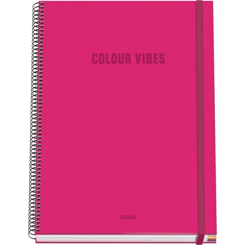 DOHE - Kariertes A4-Heft - 100 Blatt, 90 g/m² Stärke, Größe 22,8x30 cm, Hardcover, Ringverschluss und Gummiband, 5 mm Karos, Schulmaterial - COLOUR VIBES Rosa DOHE - Kariertes A4-Heft - 100 Blatt, 90 g/m² Stärke, Größe 22,8x30 cm, Hardcover, Ringverschluss und Gummiband, 5 mm Karos, Schulmaterial - COLOUR VIBES Rosa von DOHE