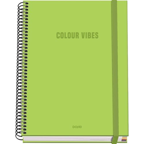 DOHE - Kariertes A5-Heft - 100 Blatt, 90 g/m² Stärke, Größe 16,2x21 cm, Hardcover, Ringverschluss und Gummiband, 5 mm Karos, Schulmaterial - COLOUR VIBES Limette DOHE - Kariertes A5-Heft - 100 Blatt, 90 g/m² Stärke, Größe 16,2x21 cm, Hardcover, Ringverschluss und Gummiband, 5 mm Karos, Schulmaterial - COLOUR VIBES Limette von DOHE