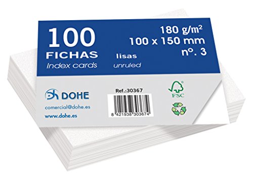 DOHE -Karteikarten aus Offset-Karton, weiß, 180 g, blanko. Lieferformat in Paketen mit je 100 Karten. FSC-zertifiziert. von DOHE