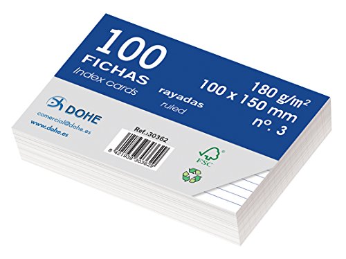 DOHE -Karteikarten aus Offset-Karton, weiß, 180 g, liniert. Lieferformat in Paketen mit je 100 Karten. FSC-zertifiziert. DOHE -Karteikarten aus Offset-Karton, weiß, 180 g, liniert. Lieferformat in Paketen mit je 100 Karten. FSC-zertifiziert. von DOHE