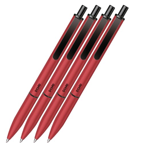 ‎DOHE – Kugelschreiber Elegance (4 Stk.) – Blaue Tinte, 0,5 mm Spitze, bordeauxroter Schaft, Touch-Druckmechanismus, Clip, Aluminium, gummiert, weich von DOHE