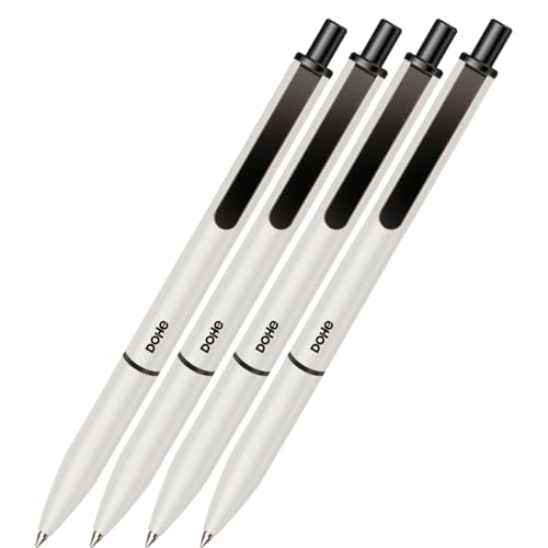 ‎DOHE – Elegance Kugelschreiber (4 Stk.) – Blaue Tinte, Mittlere Spitze 1 mm, Gehäuse WEISS, Retraktierbar „Touch“ mit Clip, Robustes Aluminium und Gummibeschichtung, Weiches Griffgefühl von DOHE
