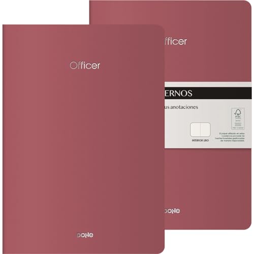 DOHE Notizbuch A4, glatt, 2 Stück, Größe 21 x 29,7 cm, 40 Blatt (80 Seiten), 90 g/m², für Notizen, Organisation oder Zeichnen, flexibler Softcover, Bordeaux von DOHE