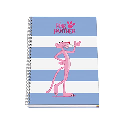 Dohe - A4-Notizbuch (kaschierter Einband - innen kariert 5 mm) - Pink Panther - Modell Stripes von DOHE