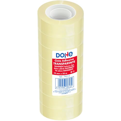DOHE - Transparentes Klebeband, 8 Stück, 1,9 cm x 33 m, zum Verpacken von Kartons, Versand oder Umzug, starker 45 Mikron Kleber, Büromaterial DOHE - Transparentes Klebeband, 8 Stück, 1,9 cm x 33 m, zum Verpacken von Kartons, Versand oder Umzug, starker 45 Mikron Kleber, Büromaterial von DOHE