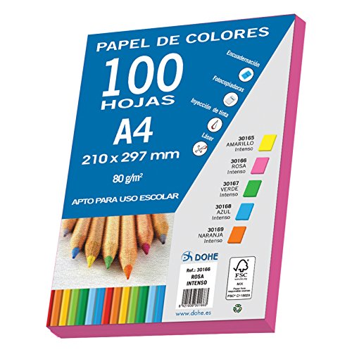Dohe 30166 Packung mit 100 Seiten Papier, A4, 80 g, Farbe: intensives Rosa. von DOHE