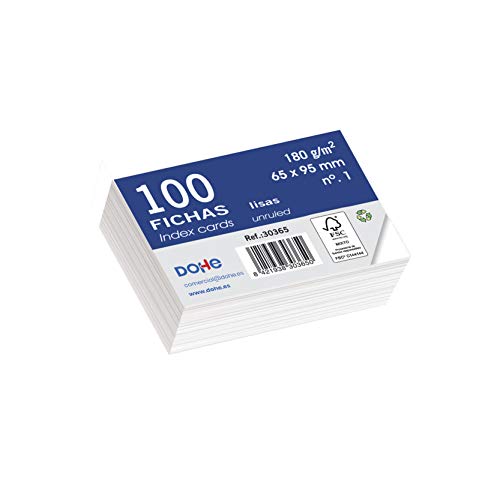 Dohe 30365 Karteikarten Nr. 1, unliniert, 100 Karten, Weiß, 180 g, 65 x 95 mm Dohe 30365 Karteikarten Nr. 1, unliniert, 100 Karten, Weiß, 180 g, 65 x 95 mm von DOHE