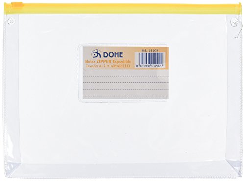 Dohe 91202 Zipper-Tasche, A5, ausziehbar, Gelb von DOHE