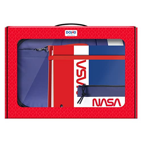 Dohe - Geschenkkoffer - Rucksack, Ringordner und Dreifach-Federmäppchen - Nasa - Flag von DOHE