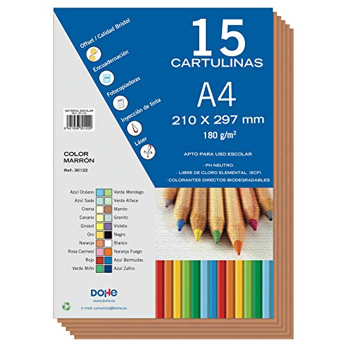 Dohe - A4-Karton, braun, für Bastelarbeiten und Druck (15 Stück) - 21 x 29,7 cm - 180 g/m² - Büromaterial Dohe - A4-Karton, braun, für Bastelarbeiten und Druck (15 Stück) - 21 x 29,7 cm - 180 g/m² - Büromaterial von DOHE