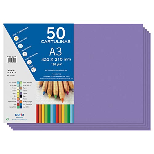 Dohe A3-Karton, Violett, 50 Stück, 21 x 29,7 cm, 180 g/m², Büromaterial Dohe A3-Karton, Violett, 50 Stück, 21 x 29,7 cm, 180 g/m², Büromaterial von DOHE