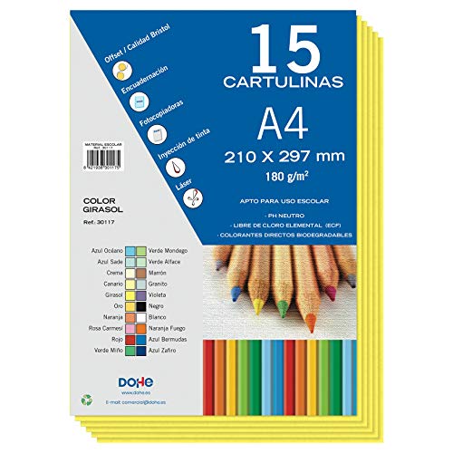 Dohe A4-Karton, Sonnenblumengelb, 15 Stück, 21 x 29,7 cm, 180 g/m², Büromaterial Dohe A4-Karton, Sonnenblumengelb, 15 Stück, 21 x 29,7 cm, 180 g/m², Büromaterial von DOHE